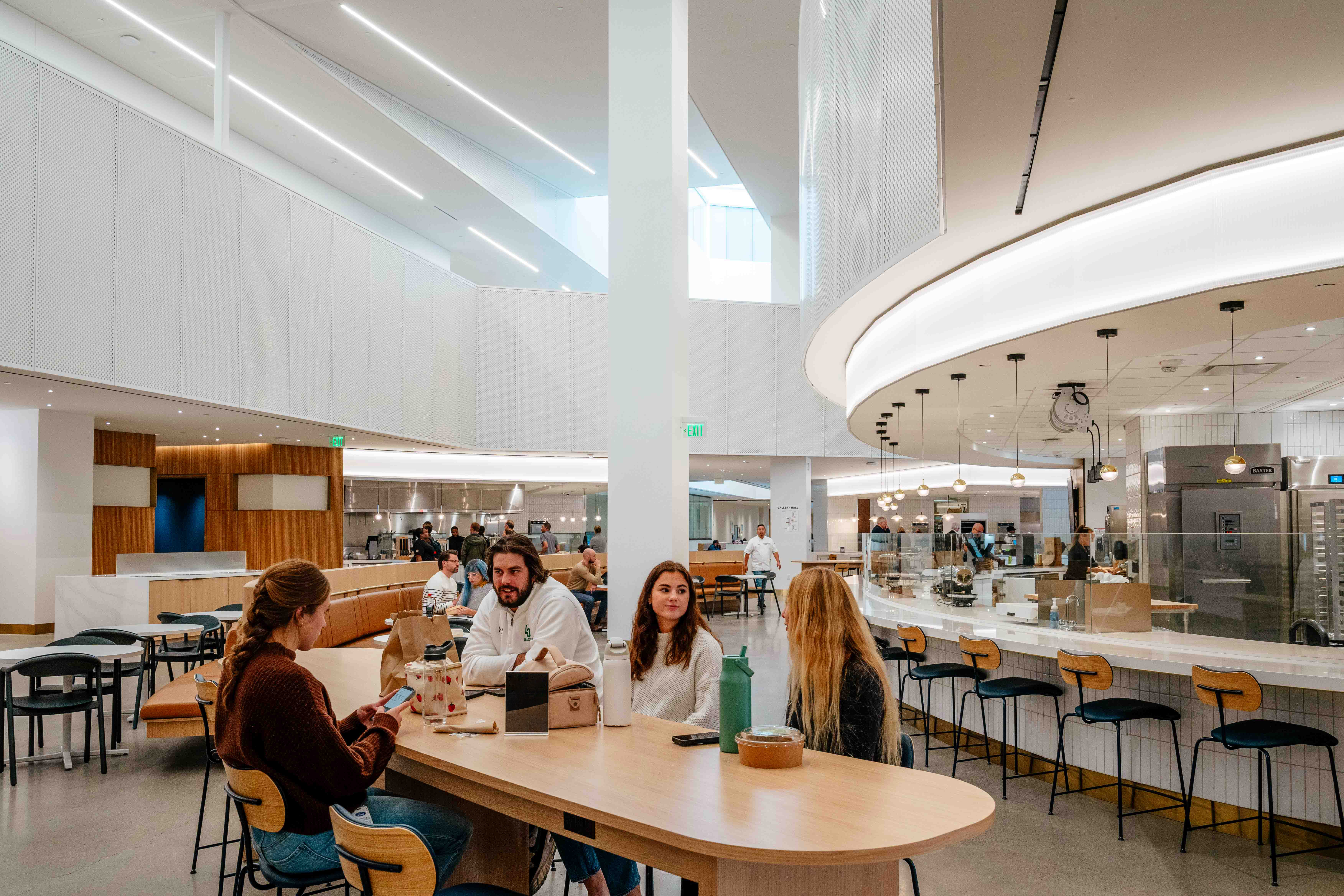 The main dining area at WHQ, Gallery Hall, includes offerings from seven different stand-up restaurants. 